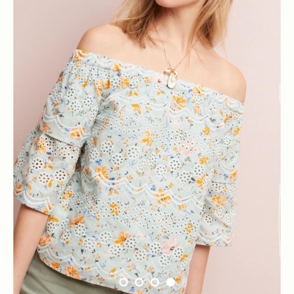 Anthropologie | LAIA Ashtabula Off-The-Shoulder cotton eyelet Blouse - Picture 5 of 9